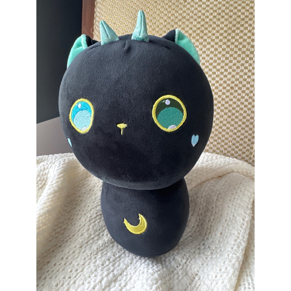 MeWaii Black Kitten Moon Eyes Plush 10"‎ Black Cat Teal Wings Kawaii